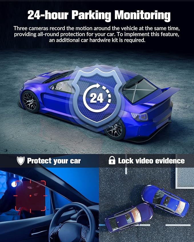 Dash Camera for Cars,4K Full UHD Car Camera Front Rear with 32GB Card,Built-in Super Night Vision,2.0'' IPS Screen,170°Wide A