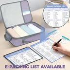 BAGAIL 6 Set Lightweight Compression Packing Cubes with Packing List, Anti-Tearing Expandable Organizer Bags for Travel, Dust