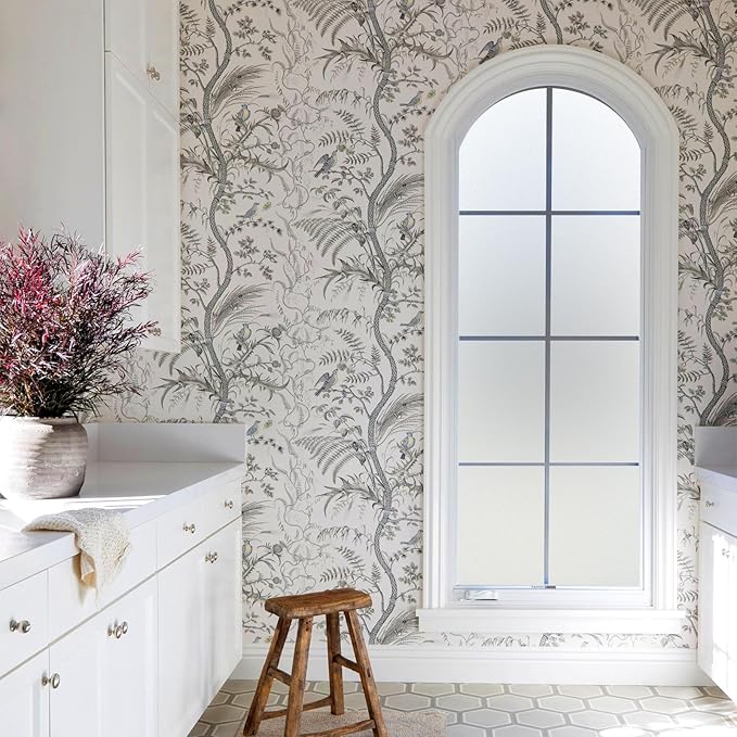 DOWELL Window Privacy Film, Frosted Glass Window Film, Static Cling Non-Adhesive Glass Clings, Sun Blocking Opaque Door Coverings, Reusable Door Sticker for Bathroom Home Office, White, 35.4" x 78.5"