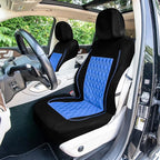 Universal Fit Diamond Stitched Flat Cloth Car Seat Covers Full Set - Blue