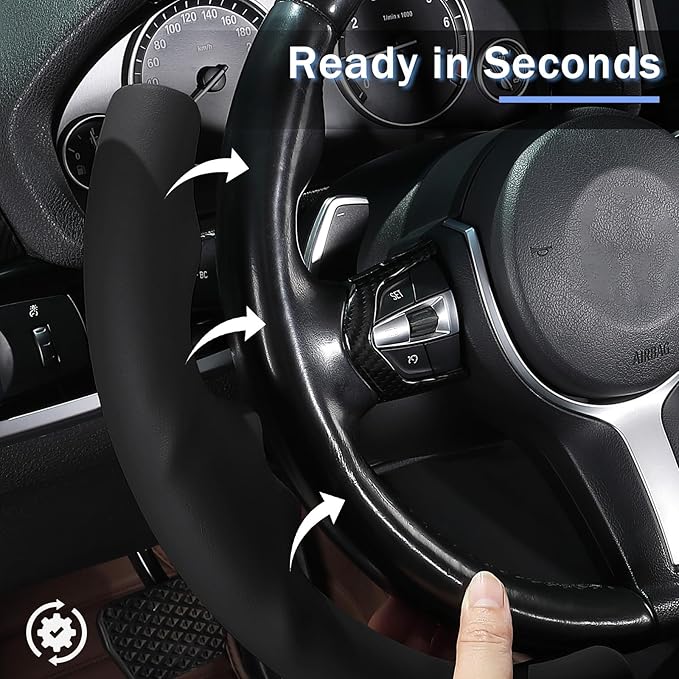Steering Wheel Cover for BMW X3(2014-2017) X5(2014-2018) 3 Series(2012-2019) 5 Series(2014-2016) 328i 320i 330i 325i 528i 535i 530i 540i M3 2 4 6 Series X4 X6 M2 M4 M5 M6 (Black)