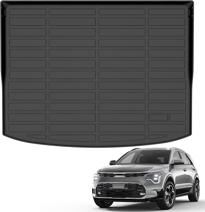 All Weather Cargo Mat Fit for Kia NIRO EV(Not PHEV) 2026-2023 TPE Rubber Cargo Liner Set NIRO EV Accessories All Season Guard Odorless Anti-Slip Trunk Tray Black