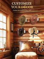 Cinati Cowboy Hat Rack for Wall, 4 Pack Cowboy Hat Holder Wall Mount, Western Rustic Metal Cowboy Hat Hanger, Hat Hooks for C