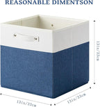 FinishingBo 13 x 13 Inch Fine Linen Storage Bins with Handles，Fabric Cube Boxs，Basket Organizers for Shelves for Home, Closet