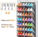 20-30 Pairs Over the Door Shoe Organizer, Breathable Mesh Pocket Hanging Shoe Storage for Closet, 10-Tier Door Shoes Rack, Ha