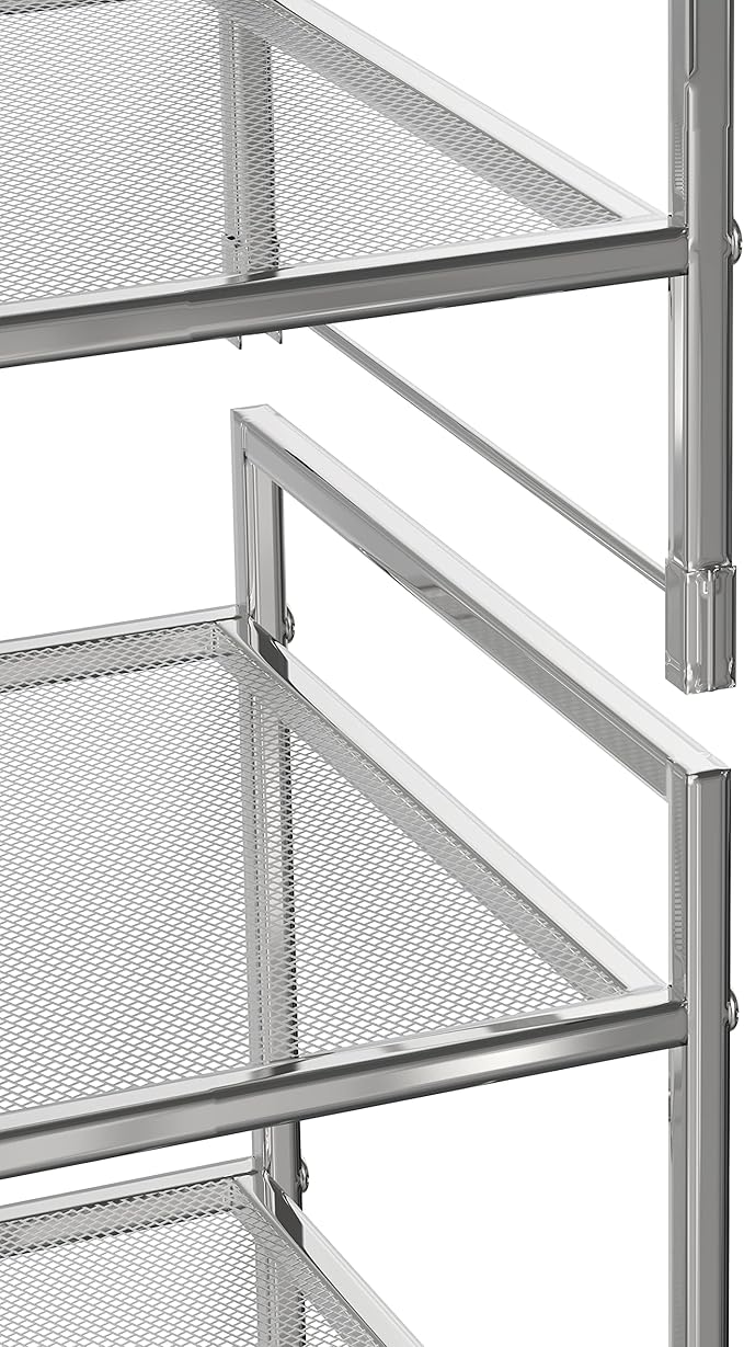 Simple Houseware 3-Tier Stackable Mesh Shoe Rack, Silver