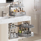 2 Pack 18.5IN-Depth Under Sink Organizer With Next-Gen Ball-Bearing Slides,2-Tier Precision Mesh Pull Out Cabinet Storage for