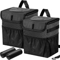 Car Trash Can Pack of 2 Foldable Garbage Bin Leakproof 2.3 Gallons Car Trash Bag Black