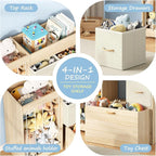 EXPERLAM Toy Organizer and Stuffed Animals Storage, All-in-One Toy Shelf with Stuffed Animal Holder, 2 Drawers, Movable Toy C