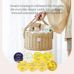 BEBE BASK Premium Baby Diaper Caddy Organizer - Handmade & Award-Winning Scalloped Rattan Basket - Luxury Diaper Caddy Basket