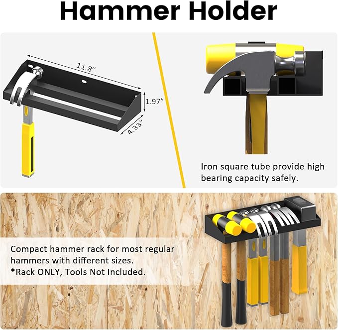 UNITEDPOWER Wall Mount Hand Tool Storage Set, Screwdriver Organizer, Pliers Holder, Hammer Rack, Metal Hardware Tray for Gara