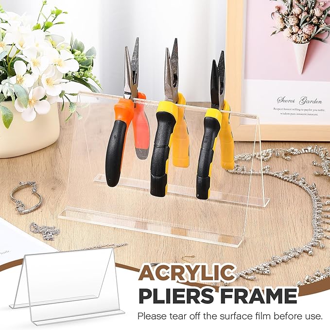 CroBlissful 2 Pcs Jewelry Pliers Rack Acrylic Pliers Organizer 8 x 5 x 4 Inch Jewelry Tool Holder Mini Desk Tool Organizer fo