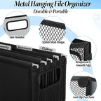 2 Pack Hanging File Holder, 10 Hanging Folders, Metal Mesh, Letter Size Folder Storage, Desktop Storage Cabinets, Office Scho
