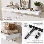 Fun Memories Floating Shelves Set of 2, 40 Inch Long Wooden Wall Shelves, 10 Inch Deep Wall Mounted Storage Shelf with Metal 