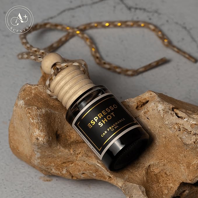 Invigorating Coffee Scented Car Freshener with Luxurious Design - Lasts up to 60 days (Espresso Shot) - A+ Scents Car Hanging