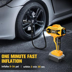 160PSI Cordless Tire Inflator Compatiblew with Dewalt 20V Battery, Portable Air Compressor for Auto, Motorcycles, Bikes, Car Air Pump with Auto Shut-Off, LCD Display, LED Light, 4 Nozzles