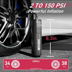 Windone Car Vacuum, 12000Pa 2-in-1 Cleaner & Tire Inflator 150PSI, 60W Brushless Motor, Cordless Handheld Vacuum & Air Pump w