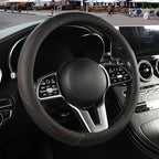 Microfiber Leather Steering Wheel Cover, Breathable, Anti Slip, 13.5 inch to 14 inch, Black