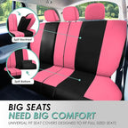 FH Group Car Seat Covers Rear Set Cloth - Universal Fit Automotive Seat Covers, Low Back Front Seat Covers, Solid Back Seat C