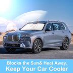 TINGLU Sun Shade for BMW X7 3.0L xDrive40i 2021-2025 2026 Accessories Windshield Sun Shade Window Shade UV Rays Protection Sun Visor Cover with Steering Wheel Sunshade Storage Bag