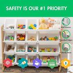 Humble Crew Toy Storage Organizer with 16 Removable Storage Bins for Kids Playroom, 4-Tier Toddler Toy Organization and Stora