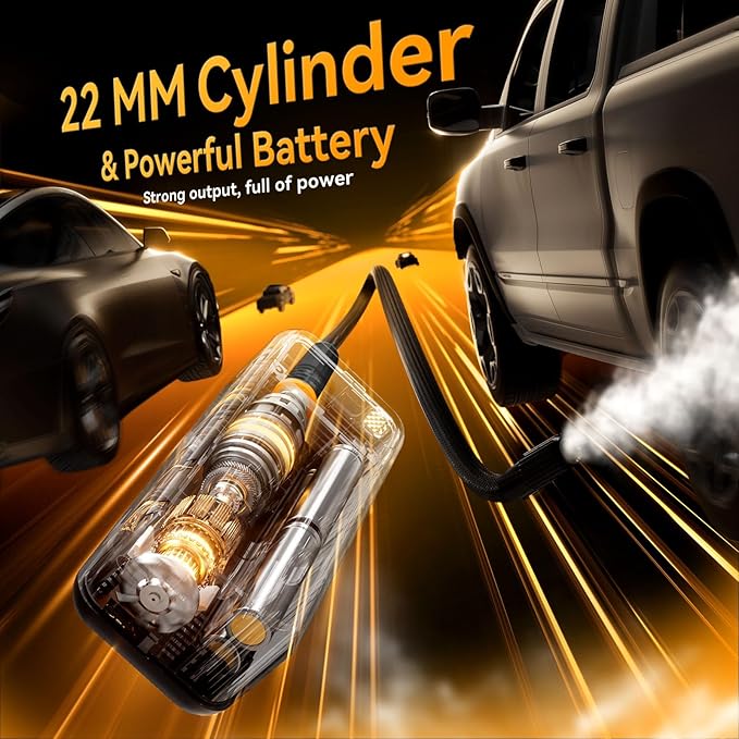 Tire Inflator Portable Air Compressor - 4X Faster 160 PSI Portable Air Pump for Cars - Cordless Tire Inflators with Gauge - Portable Tire Inflator for Car, Pickup, Bike and More