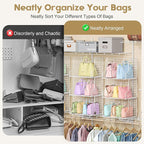 Sonyabecca Purse Storage Organizer for Closet : Adjustable 3-Pack Dividers Handbag Organizer - Stackable Wire Handbags Storag