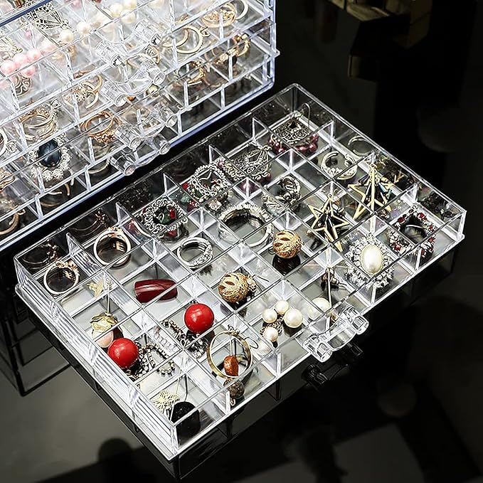 Clear Acrylic Jewelry Storage Box, Earring Jewelry Organizer with 5 Drawers, 5-Layer Jewelry Box for Women, Earrings Display 