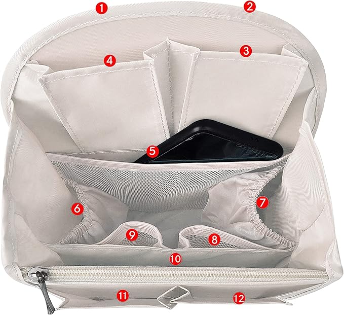 Vercord Backpack Organizer Insert Liner Hanging Travel Bag in Bag with Many Pockets
