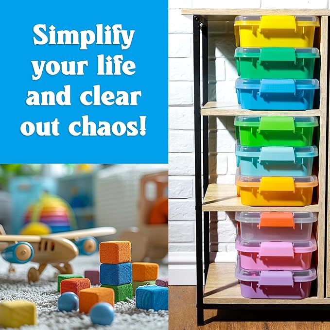 Carolart 3 Pack,Empty Sensory Bin,13.5 Inch Storage Container,Portable Plastic Storage Bins, Stackable Play Tray for toys,art