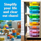 Carolart 3 Pack,Empty Sensory Bin,13.5 Inch Storage Container,Portable Plastic Storage Bins, Stackable Play Tray for toys,art