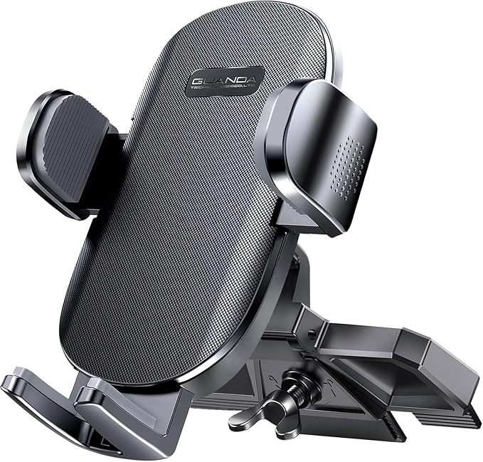 Car Phone Holder, Universal CD Slot Phone Mount, Hands Free Automobile Cell Phone Stand, 360° Adjustable Phone Mount for Car Compatible with iPhone & Android Cell Phones (Black)