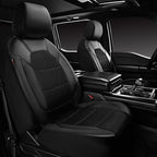 CAR PASS Universal Leather Two Front Seat Covers,Sport seat Covers fits Most Cars, SUVs, Trucks, and Vans Airbag Compatible (