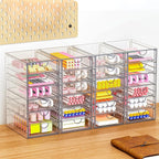 YFXCVSL Acrylic Makeup Organizer with 19 Drawers, 4 Pack Clear Storage Drawers, Bathroom Makeup Organizer for Palettes, Cosme