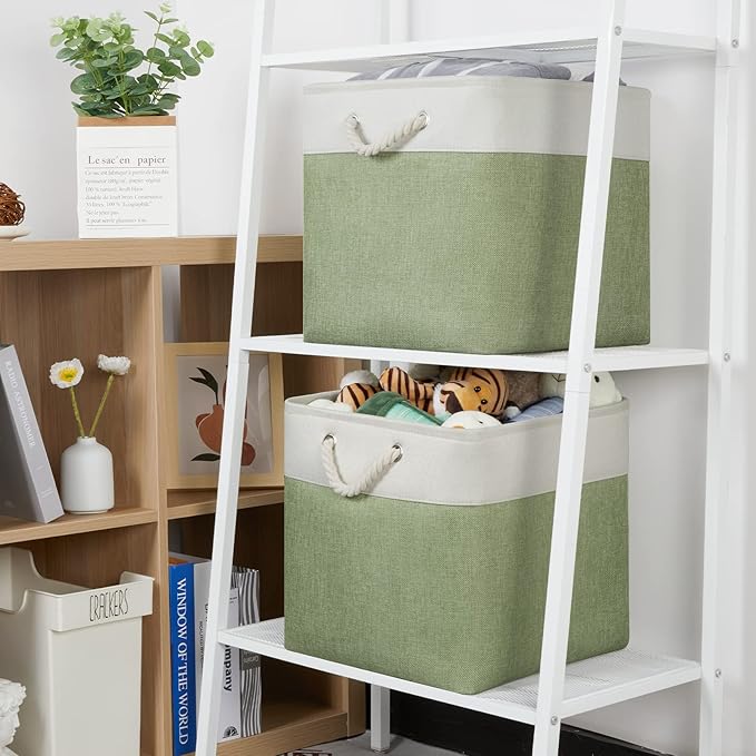 Temary Cube Storage Bins 13x13 Storage Cubes Basket for Gifts Empty, 4 Pack Large Storage Basket with Handles, Decorative Sto