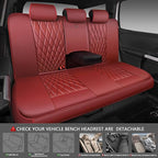 CAR PASS Piping Luxury Faux Leather Seat Covers Full Set, Premium Delux Anti-Slip Waterproof Automotive Seat Cover Universal 