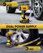 KeenPower Cordless Tire Inflator Portable Air Compressor, 160PSI Car Tire Air Pump, 21V Rechargeable Battery Powered Air Compressor, Dual Power, Larger HD Digital Gauge w/4+N Smart Modes (Yellow)