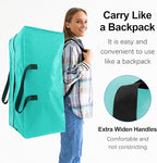 6 Pack Heavy Duty Extra Large Moving Bags W/Backpack Straps - Strong Handles & Zippers, Storage Totes For Space Saving, Fold 