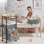 Modanais Baby Diaper Caddy Organizer Cart with Drawers - 3In1 Rolling Storage Cart with Wheels, Removable Diaper Caddy, Detac