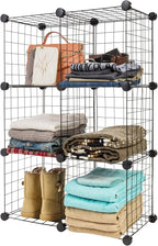 IRIS USA 6-Cube Modular Wire Cube Storage Organizer, Adjustable & Expandable Metal Shelving for Closet, Bathroom & Home Stora