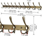 Dseap Coat Rack Wall Mount - 38” Long 10-Tri-Hooks Heavy Duty Coat Hanger Rail Wall Hooks for Hanging Coats Hats Clothing Clo