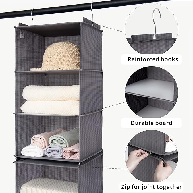 GRANNY SAYS 6-Shelf Hanging Organizer for Closet, Separable to 2 Pack 3-Shelf Hanging Shelves, Hanging Organizer for Bedroom,