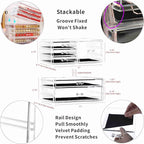 Cq acrylic 2 Pack Clear Stackable Storage Drawers for Vanity,Stackable 6 Drawers Desktop Organizer With Drawers,Cute Desk Sto