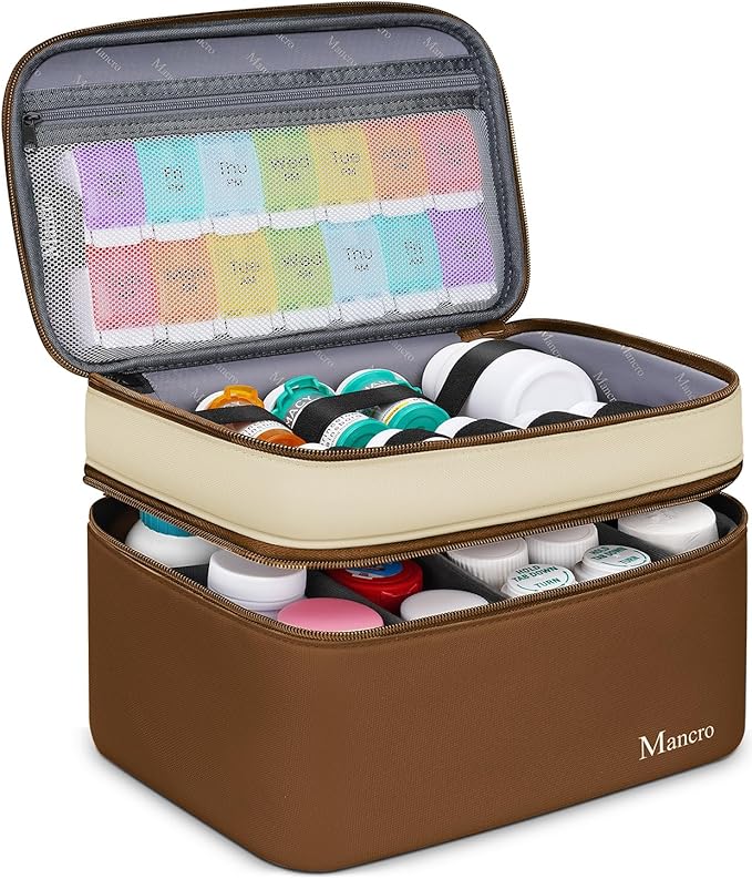 Mancro Dual Layers Medication Travel Case