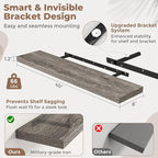 40 Inch Floating Shelves for Wall Set of 2, 8"D Wood Grain Bathroom Shelves with Invisible Brackets, Easy Install Engineered 