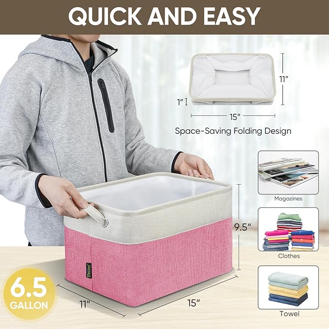 BALEINE 1 Pack Fabric Closet Storage Bins for Shelves, Linen Closet Organizers and Storage, Decorative Baskets for Organizing