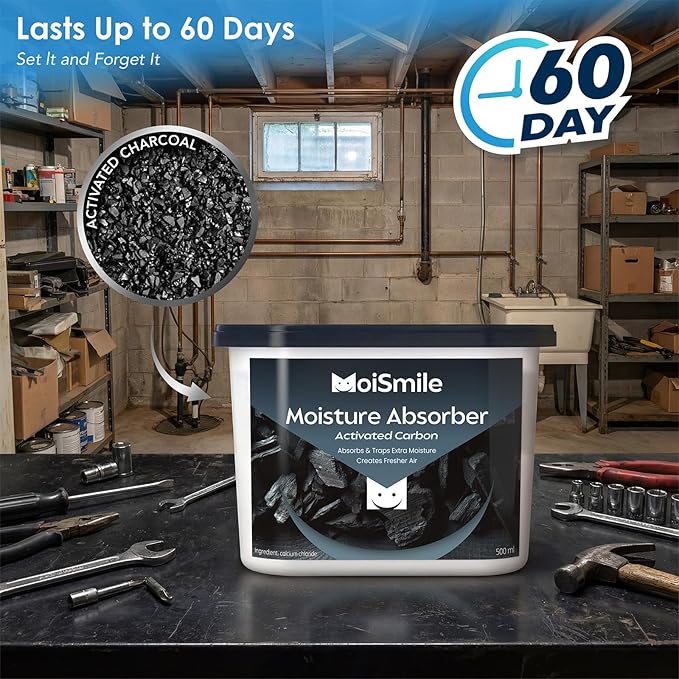 Moisture Absorbers, Efficient Activated Charcoal Humidity Absorber & Odor Absorber Boxes, Refillable Car Dehumidifier for