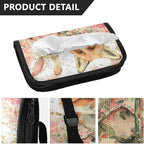 Car Tissue Holder Car Visor Organizer Tissue Box Holder for Car Sun Visor Organizer with Car Vehicle Accessories Essentials Interior for Women Men Fox Bunny Roses Pink