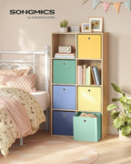 SONGMICS Storage Cubes, Set of 6 Odorless Foldable Storage Boxes, 13 x 13 x 13 Inches, Closet Organizers for Shelf, Rainbow S