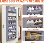 FENTEC 1 Pack Over The Door Shoe Organizer,68" Exlarge Deep Pockets Hanging Shoe Organizers, 8 Shelves Shoe Rack for Closet, 